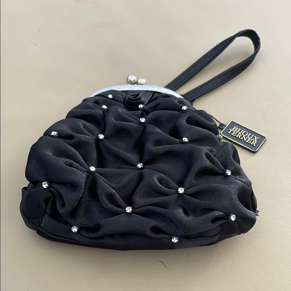 Bijoux Terner Black Evening Clutch with rhinestones.NWT great accent.